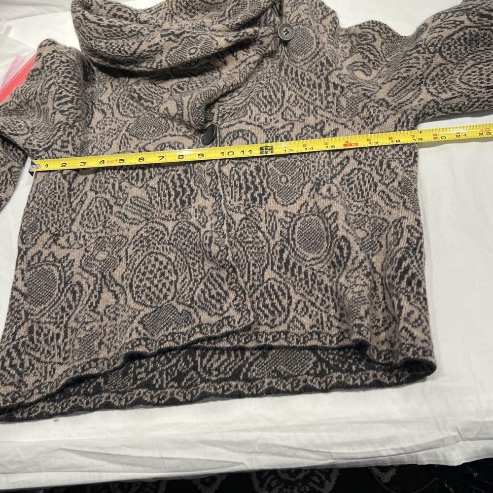 Sweater‎ Knit Jacket Shawl Collar Button Front Geometric Print Made in Italy L - Picture 8 of 11
